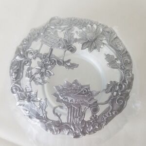 Rawcliffe Decorative Glass Jar Potpourri garden sundial pewter Lid Scented VNTG